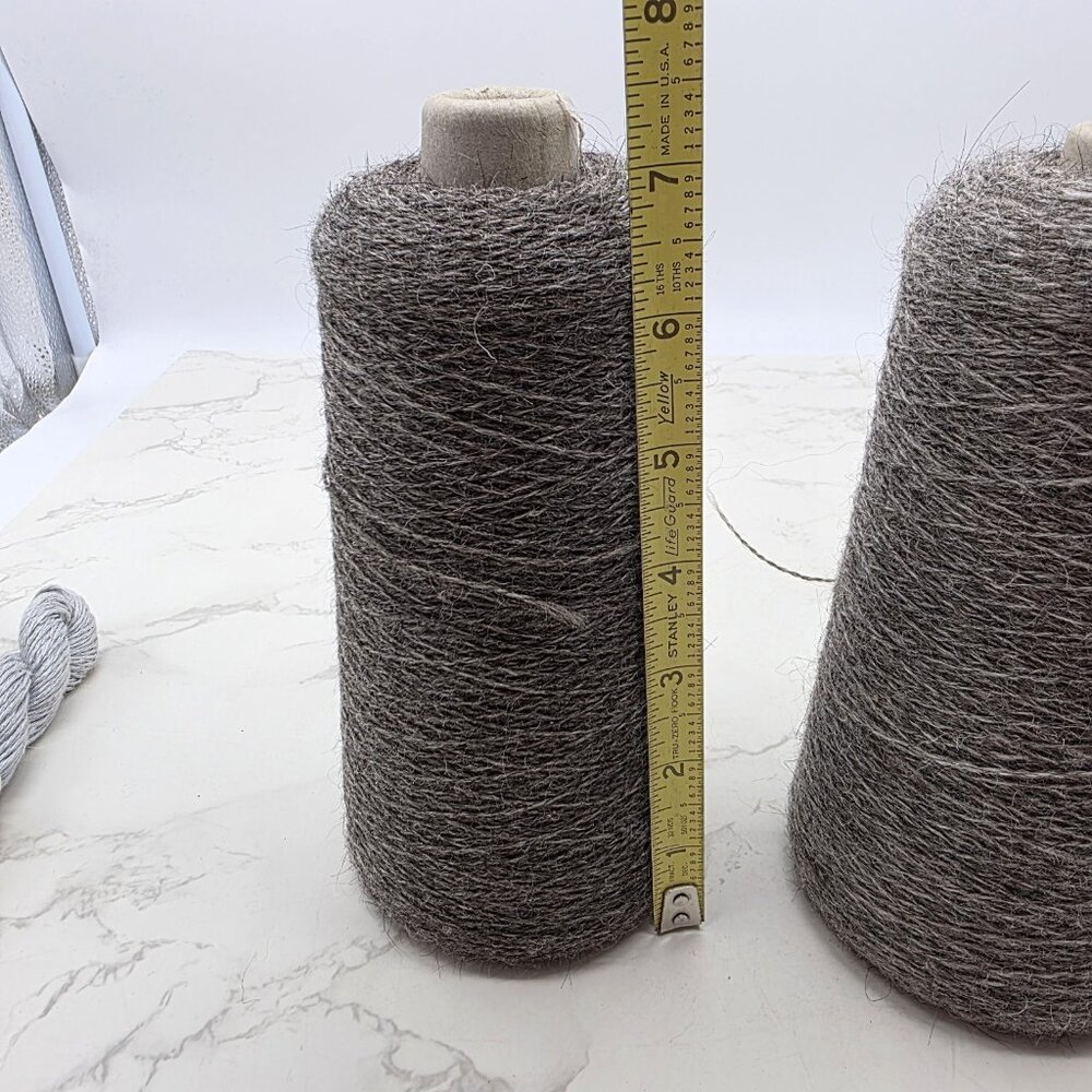 Vintage Mohair Wool Yarn Thread Cone Spool BROWN and skein Euroflax LINEN Thread - Picture 5 of 16